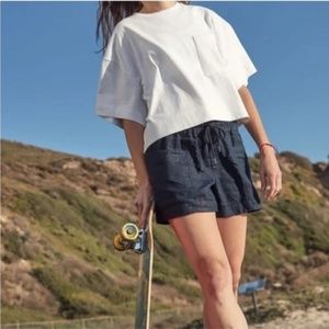 Athleta Cabo linen Shorts Navy Blue 4